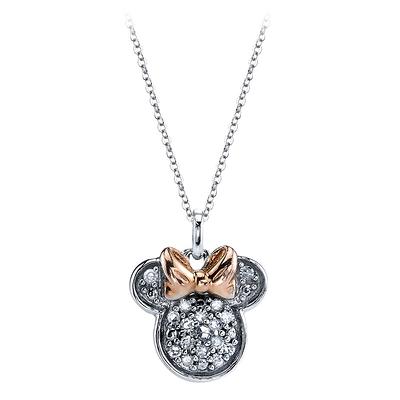 Disney Minnie Mouse Crystal Bow Enamel Necklace