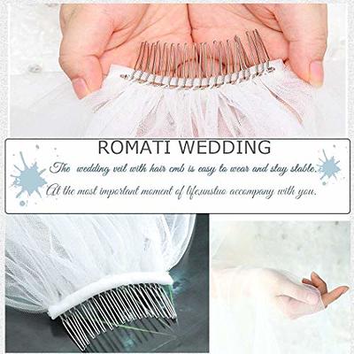 Unsutuo Wedding Veil Comb Bridal Cathedral Veil 1 Tier Glitter Drop Veil  Wedding Hair Comb for Brides, 118 Inches (Sparkling White)