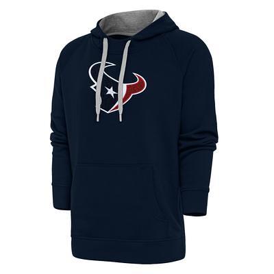 Men's Antigua Black/Heather Gray Houston Texans Victory Colorblock Pullover Hoodie Size: Medium