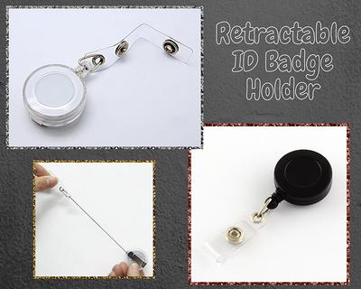 10 Pack Bling Heart Retractable Badge Reel, ID Badge Holder with