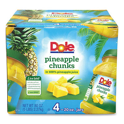 Dole Canned Pineapple Chunks in 100% Pineapple Juice Case