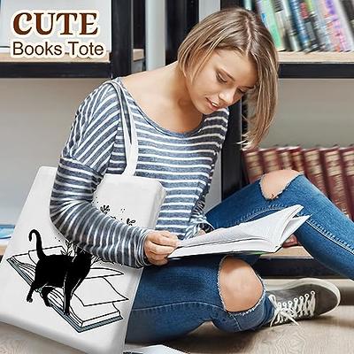 Canvas Tote Bags, Aesthetic Library Book Bags, Reusable Cute