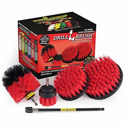 Drillbrush 4 Piece Nylon Power Brush Tile and Grout Bathroom Cleaning Scrub Brush  Kit Drill Brush Power Scrubber Brush Set 