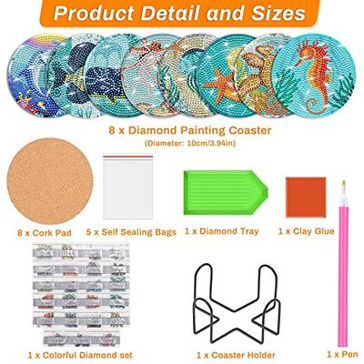 Billbotk 8 Pieces Diamond Painting Coasters Kit with Holder