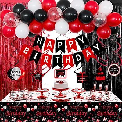 Birthday Decorations Red and Black for Men Women, Happy Birthday