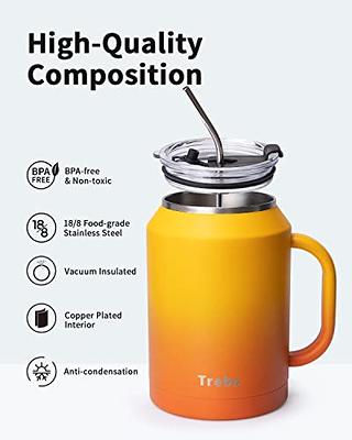 Zukro 50 oz Mug Tumbler With Handle And Flip Straw, Leakproof Vacuum  Insulated Stainless Steel Cup