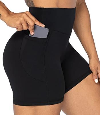 Oalka Women's XXL Black Short Yoga Pockets High Waist Workout Running  Shorts