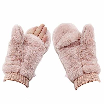 Unisex Angora Wool Over The Wrist Short Fullfinger Winter Gloves