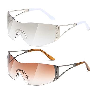 Y2k Rimless Sunglasses For Women Men Gradient Lens Glasses