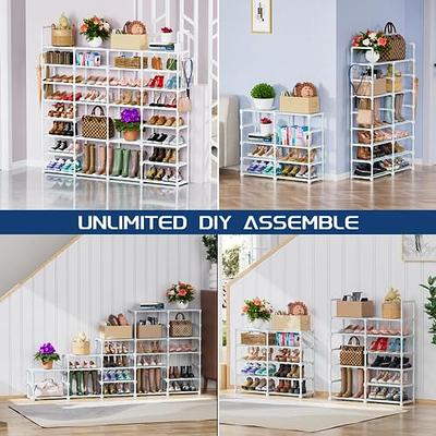  Bamboo Shoe Rack 12 Tier- Vertical Shoe Rack for Small Spaces,  Tall Narrow Shoe Rack Organizer for Closet Entryway Corner Garage and  Bedroom,Skinny Shoe Shelf with Free Stackable DIY : Home