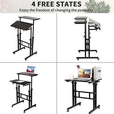 SIDUCAL Mobile Standing Desk, Portable Stand Up Desk, Small Adjustable  Standing Desk Converter with Wheels Home Office Workstation, Rolling Desk