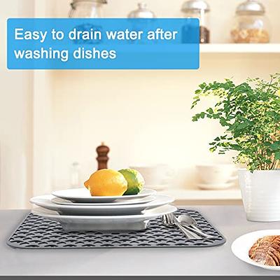 2pcs Kitchen Sink Mats With Holes Non-slip Rubber Drain Pad Glass