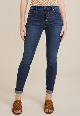 Womens Lauren Conrad Button Up HighRise Skinny Ankle Jeans