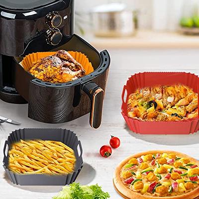 2Pcs Silicone Air Fryer Liners, ZSTea 8.5 Inches Square Air Fryer Silicone  Basket Bowl Reusable Baking