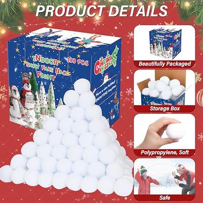 100 Pack Indoor Snowballs for Kids Snow Fight,Snow Toy Balls for Indoor or Outdoor Play,Fake Snowballs Xmas Decoration,Realistic White Plush