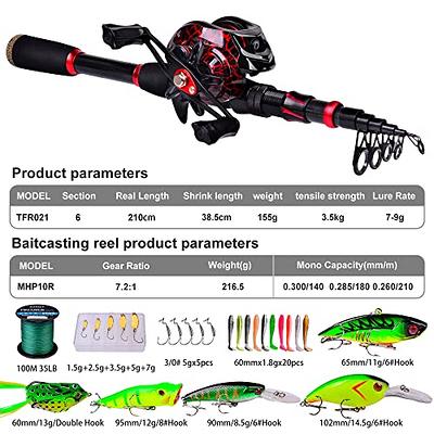 Fishing Rod and Reel Combo, 6.9ft Telescopic Spincast Rod with Right Handed Baitcasting  Reel Combos, Sea Saltwater Freshwater Ice Bass Fishing Tackle Set Fishing  Rods Kit - Yahoo Shopping