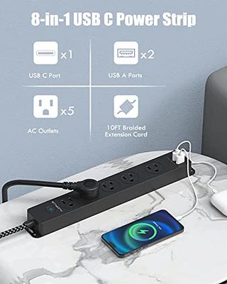 5-Outlet Power Strip Surge Protector with 4 USB Ports (2 USB C), DEPOW 10 Ft