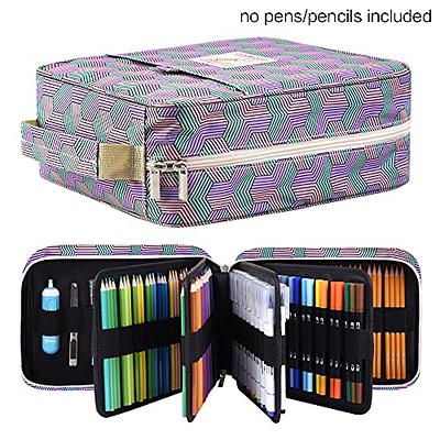 Pencil Case Holder Slot - Holds 260 Colored Pencils or 180 Gel Pens with  Zipper Closure - Large Capacity Pen Organizer for Watercolor Pens or  Markers - Perfect for Artist Purple Green Geometry - Yahoo Shopping