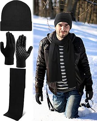 Winter Beanie Hat Scarf Touchscreen Gloves Set for Men and Women, Beanie  Gloves Neck Warmer Set with Warm Knit Fleece Lined