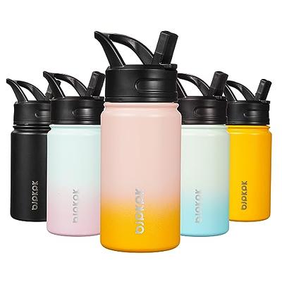 Thermoflask Stainless Steel Kids Bottles with Straw Lid ,BPA-free, 16 Ounces, 2 Count