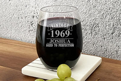 Hand Cut Personalized Mr. & Mrs. Stemless Wine Glass, 21 oz