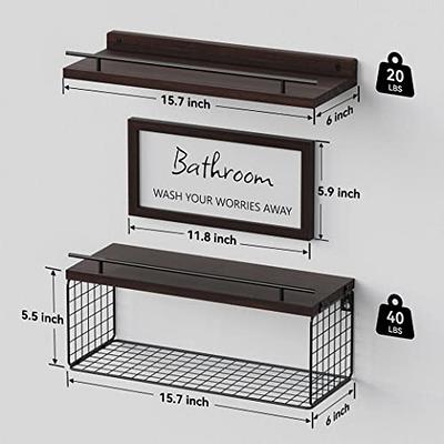 Hoiicco Bathroom Shelves with Wire Storage Basket, Floating