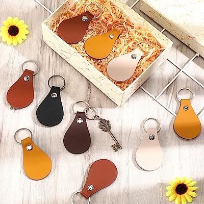 20 Pack Leather Key Fob Kit PU Leather Keychain Blanks With Key