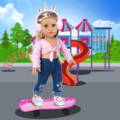 ZITA ELEMENT 18 Inch American Doll with Doll Clothes and Accessories  Including 18 Inch Doll Rainbow Dress Bow Bag Shoes Hairpin Necklace for Kids