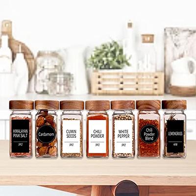 AISIPRIN Spice Jars with Bamboo Lids,Glass Spice Jar with Labels,12 Pcs 9oz  Large Empty Spice Containers Set,Seasoning Containers Organizer for