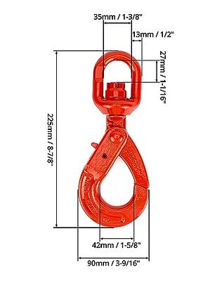 Rosmall 2T Crane Hook Alloy Steel Swivel Hook Red Safety Hook