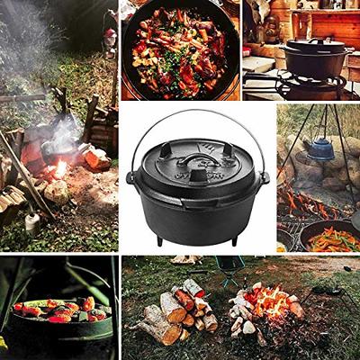 8 Quart Deep Camp Dutch Ovens Seasoned Cast Iron Camping Stove Cooking Pot