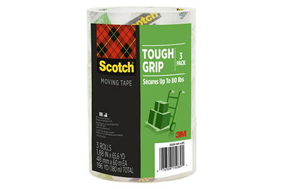 Scotch Tough Grip Packaging Tape 3 Rolls, Clear, 1.88in x 65.6yds Each,  196.9yds Total - Yahoo Shopping
