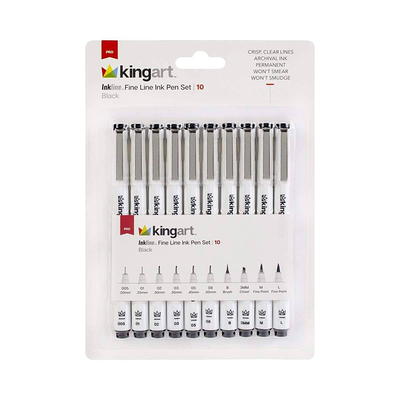 Precision Micro-Line Pens, Set of 9 Black Micro-Pen Fineliner Ink