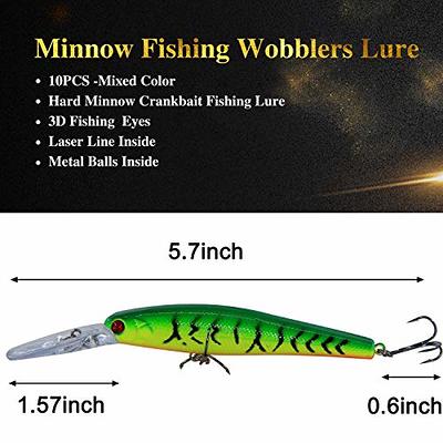Hard Fishing Lures Bait Minnow Lures Bass CrankBait Set Life-Like Swimbait Deep  Diving Sinking Lures with Treble Hook for Bass Trout Walleye Redfish 