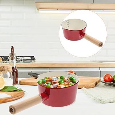 Small Pot Sauce Pan Glass Pots for Cooking Milk Pan Milk Pot Non Stick Mini Saucepan Butter Warmer with Wooden Handle Small Cookware for Heating