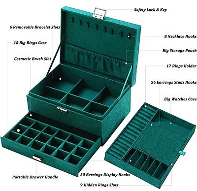 QBestry Jewelry Boxes for Women Green Jewelry Organizer Box Large