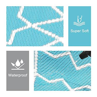 6'x9' Outdoor rugs Patio Plastic Straw waterproof Grey,Teal camper