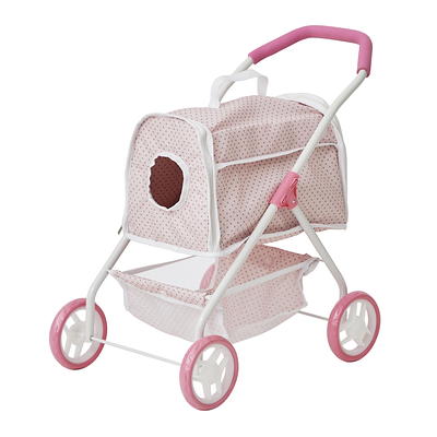 Olivia's Little World - Polka Dots Princess Baby Doll Deluxe Stroller -  Pink & Gray : Target