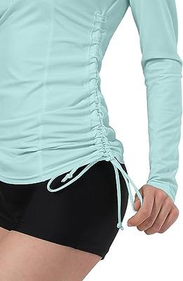 Charmo Ladies Zipper UV Protection Rash Vest Long Sleeve Athletic Rashguard  Swimwear Tops Aqua/Navy S : : Fashion