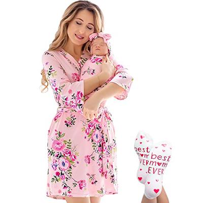  SWOMOG Women Maternity Nursing Robe Labor Delivery Dress 3 in 1  Breastfeeding Nightgown 2 Piece Hospital Postpartum Gown Pregnancy Pajamas  (Black, Small) : Clothing, Shoes & Jewelry