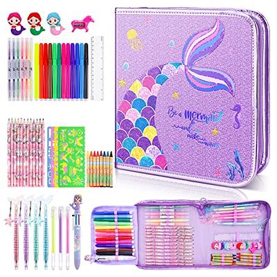 yasest Washable Kids Markers Set - 66Pcs Coloring Markers Kit for Kids Ages  4 5 6 7 8 8-12 with Mermaid Pencil Case, Markers and Crayons, Glitter Gel