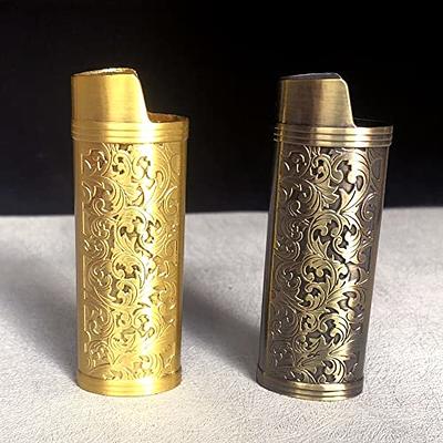 HUMWE 2 Pack Vintage Metal Lighter Case Cover Front Arabesque Engraving  Reusable Lighter Sleeve for Bic J6 Regular Lighters (Style1-Gold&Silver, 2)  - Yahoo Shopping