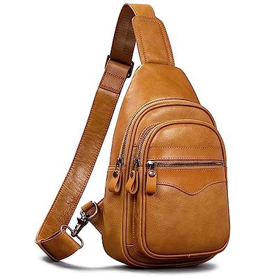 Men Women Chest Bag Genuine Leather Sling Shoulder Backpack