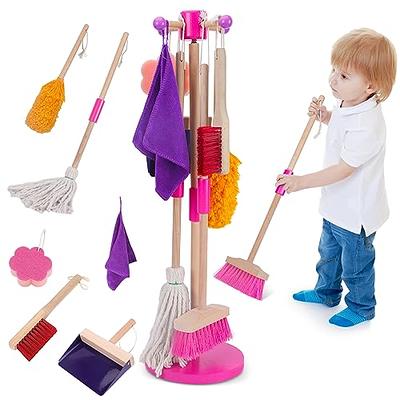 Fun Little Toys 15 Pcs Kids Cleaning Set Includes Broom, Mop, Brush