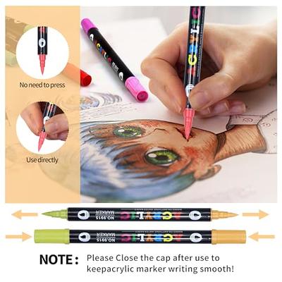 Arrtx Acrylic Paint Pens, 32 Colors Brush Tip and Fine Tip (Dual Tip) Paint  Markers for Rock Painting, Water Based Acrylic Painting Supplies for