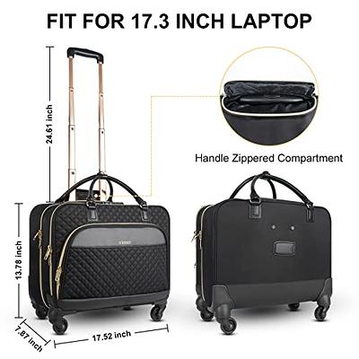  LIGHT FLIGHT Rolling Laptop Bag 17.3 inch Rolling Briefcase for  Women Computer Bag with Wheels Rolling Laptop Case Overnight Roller Bag for  Carry on Travel Work Business, Black : Electronics