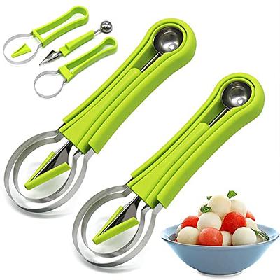 Melon Baller Scoop Set,Fruit Cutters, 4 In 1 Stainless Steel Fruit Carving  Tools Set, Ice Cream Melon Scoop,Seed Remover for Watermelon Slicer(2 Pack)  - Yahoo Shopping