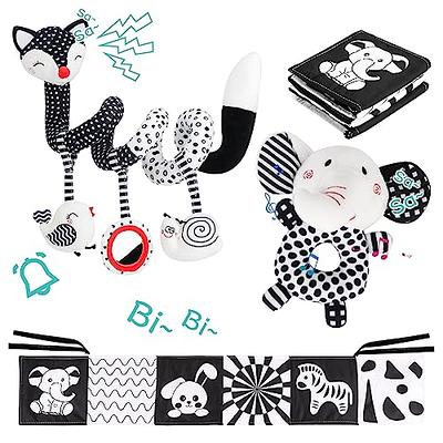 Baby Toys for 0-6 Months, Car Seat Toys for Babies, Black White Stroller Toy  Stretch