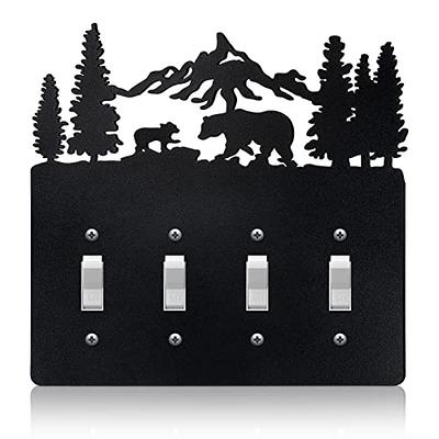 Metal Bear Light Switch Cover Moose Tree Mountain Elk Black Light Switch  Plate Forest Outlet Cover Toggle Light Switch Wall Plate Cover for Home