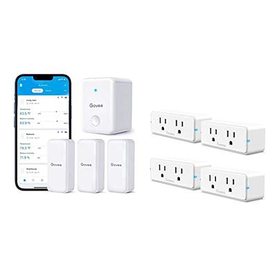 Govee Hygrometer Thermometer Bundle with Govee Smart Plug 15A, WiFi  Bluetooth Outlets 4 Pack Work with Alexa and Google Assistant, WiFi Plugs  with